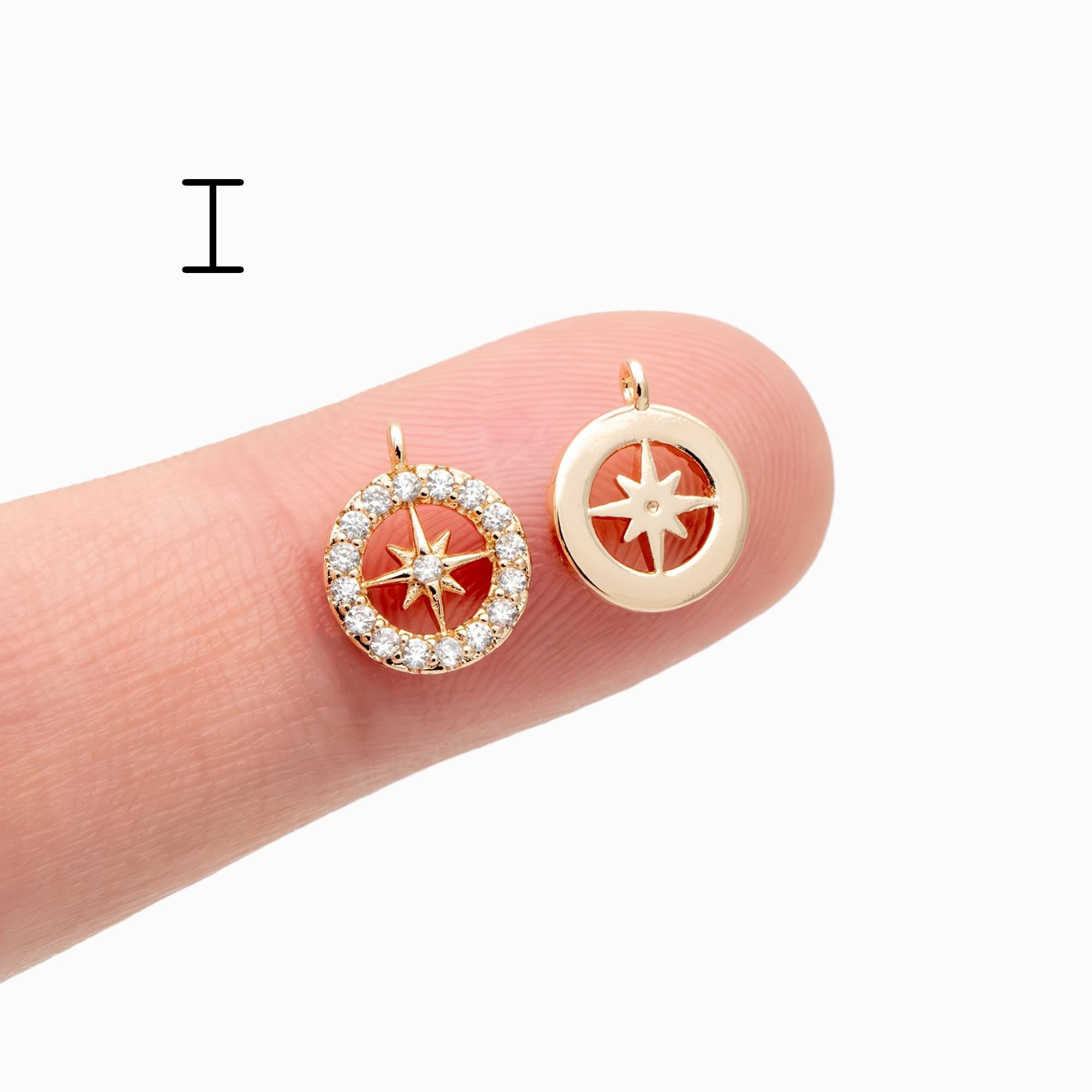 10pcs Gold/ Silver Tone North Star Charm, 18K Gold/ Rhodium plated Brass Mini Star Pendants (GB-924)